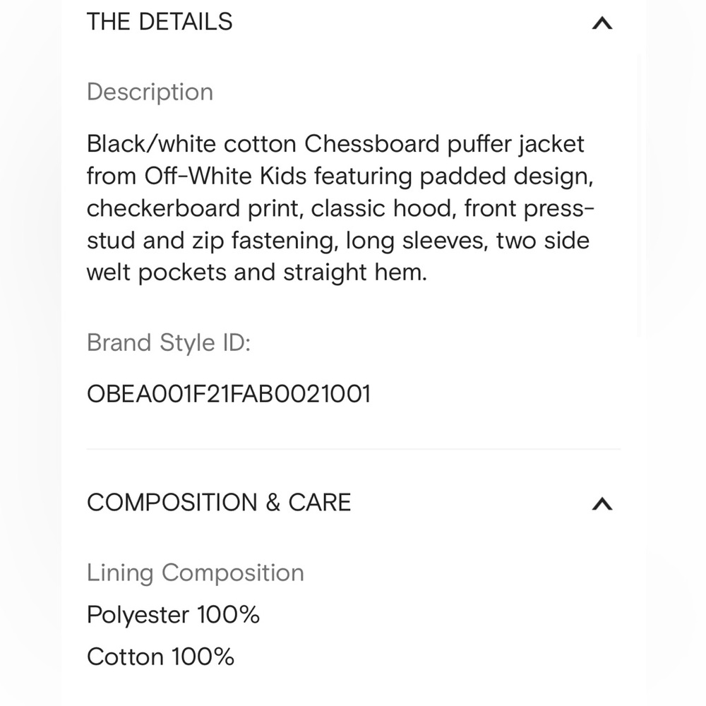 Off White Chessboard leaf pattern Puffer jacket - Picture 7 of 10